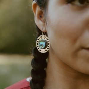 Copper Canoe Woman Sterling Silver Moon 🌙 Earrings